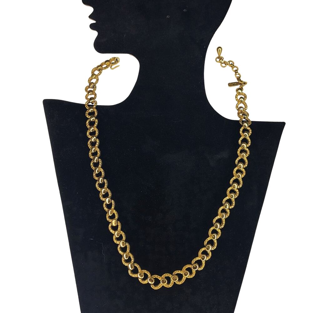 80s Gold Link Choker Necklace Dark Academia 70s Retro Runway Glam Sus-Luxe Chic